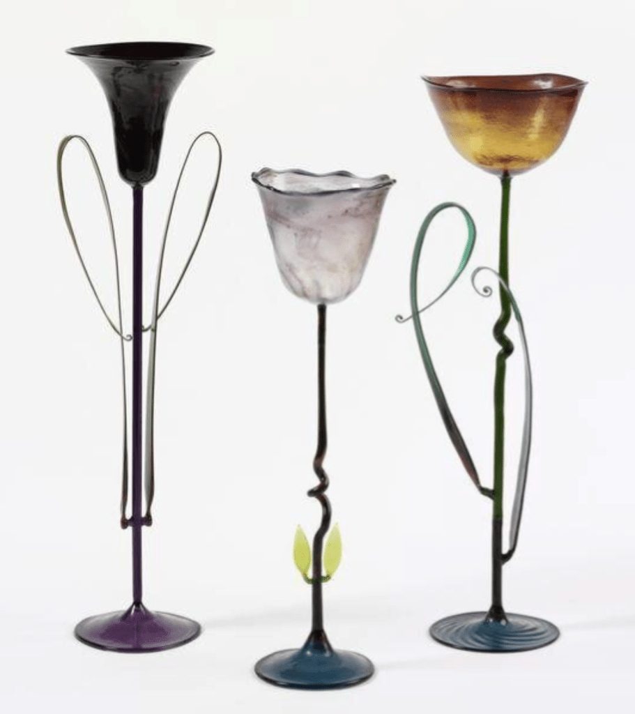 Lampworked drinking glass of aubergine coloured glass, Germany, ca. 1895-96